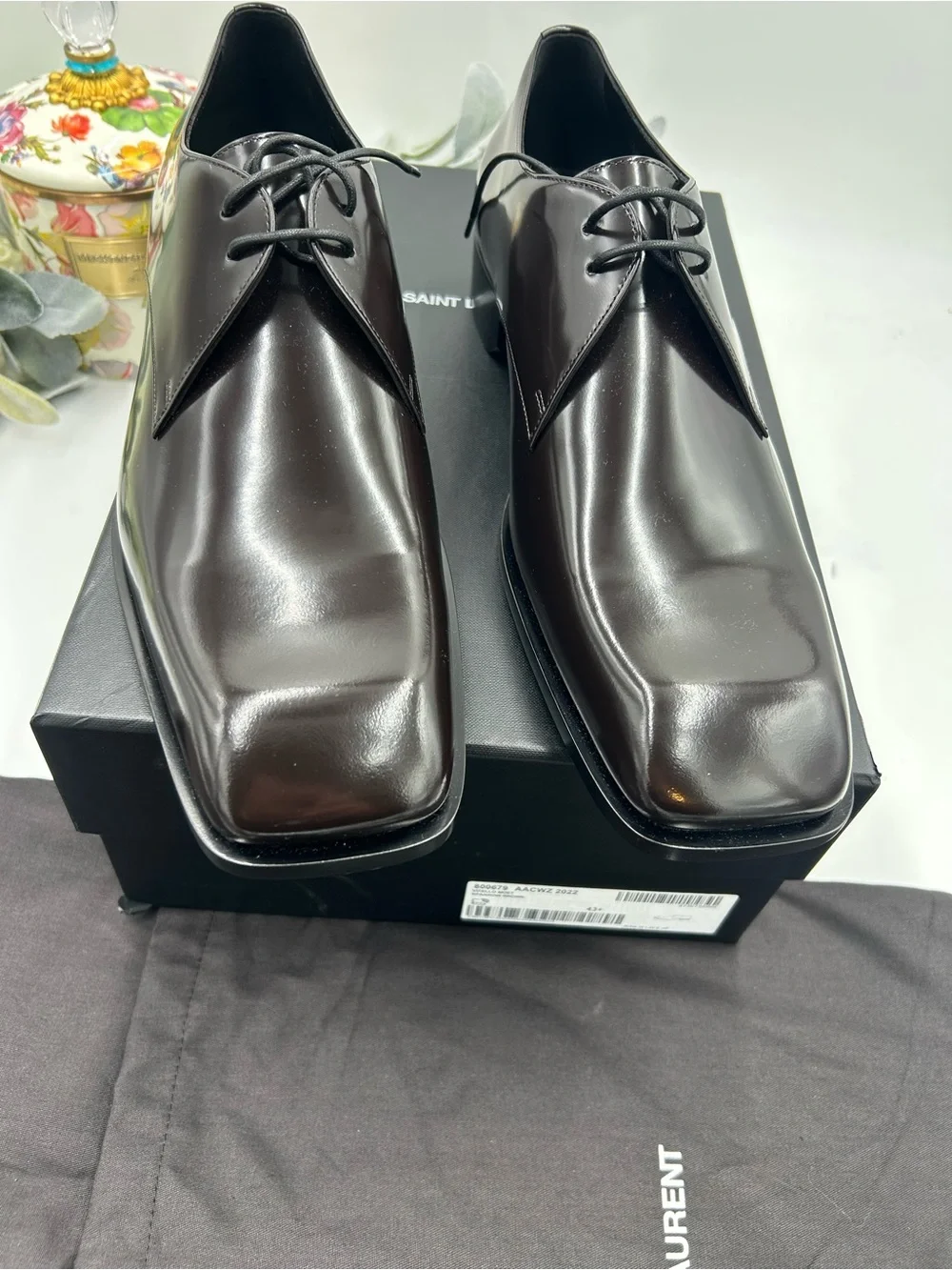 Men's Saint Laurent JEAN Leather, Derby shoes size 43.5/10.5 US  made in Italy